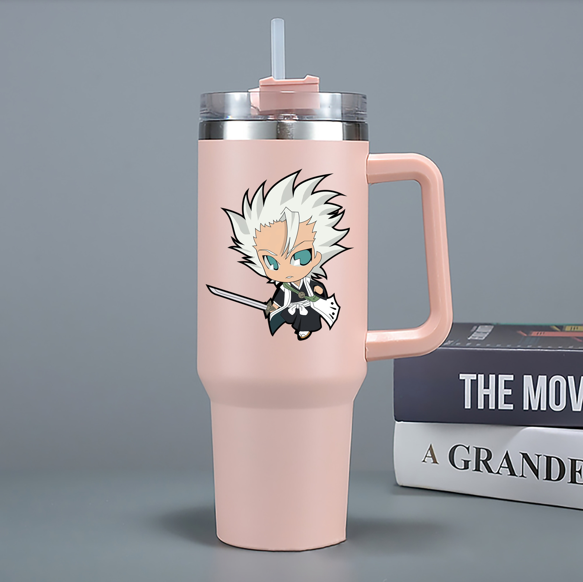 （画像用） ブリーチ 日番谷冬獅郎（ひつがや とうしろう） BLEACH Hitsugaya Toushirou 1200mL車用タンブラー - クリスタルステッカー（プラスチックストロー付き）